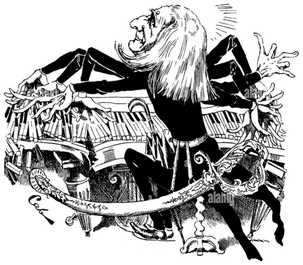 caricature de Franz Liszt, revue *La Vie parisienne*, 1886.