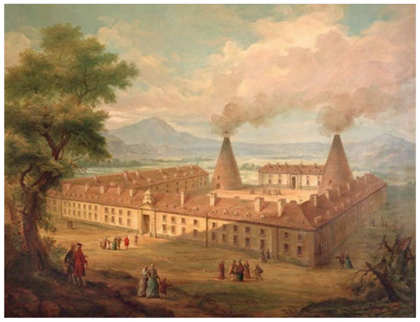 gravure représentant la manufacture du Creusot vers 1782.
